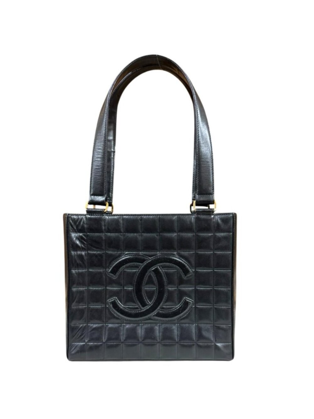 Chanel Choco Bar Tote Bag Lambskin Black